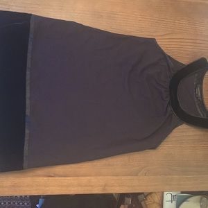 Black sleeveless, A-line dress.Above knee w/ velvet collar trim & bottom border